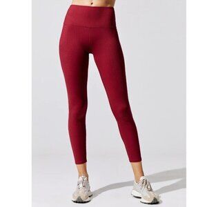 Carbon 38 High Rise Ribbed 7/8 Leggings Ankle Red Size Small‎